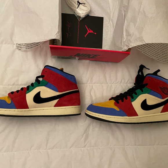 Air Jordan 1 Mid Fearless Blue The Great Mens Size 13 Sneakers Shoes 2019 AJ1 - Picture 6 of 9